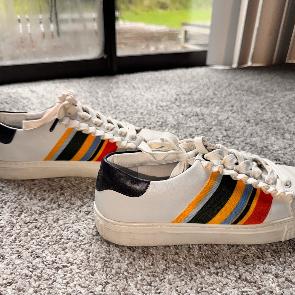 Tory Sport White Sneakers with Multicolor Stripes